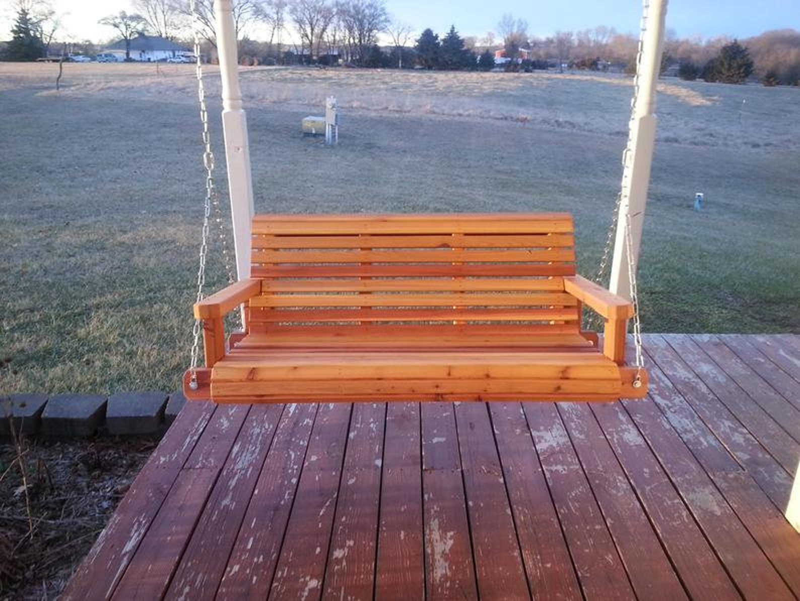 5ft Cedar Porch Swing, Solid Wood Patio Swing, Backyard Wedding Swing