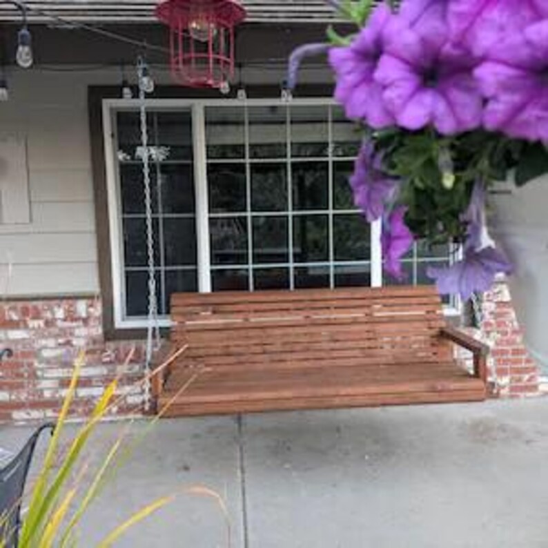 6ft Cedar Porch Swing, Custom Outdoor Wood Furniture, Oversize Swing for Family image 3
