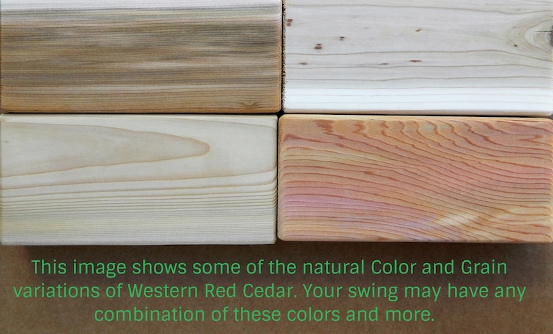 K&ouml;nnte beinhalten: Nahaufnahme von vier Holzproben, die die nat&uuml;rlichen Farb- und Maserungsvariationen von Western Red Cedar zeigen. Die Holzproben reichen in der Farbe von hellbeige bis rotbraun.
