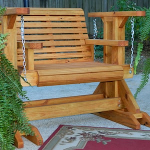 Outdoor Glider Chair,Juniper,Cypress,Cedar or Pine Wood Patio Chair, Porch Swing Chair, Swinging Chair,Dining Chair, image 1