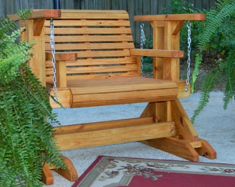 Outdoor Glider Chair, Cedar or Pine Wood Patio Chair, Porch Swing Chair, Swinging Chair