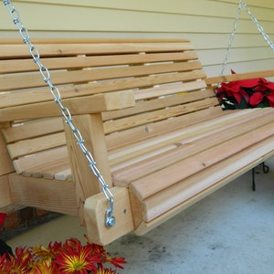 5ft Cedar Porch Swing, Solid Wood Outdoor Furniture, Patio Bench