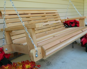 5ft Cedar Porch Swing, Solid Wood Outdoor Furniture, Patio Bench