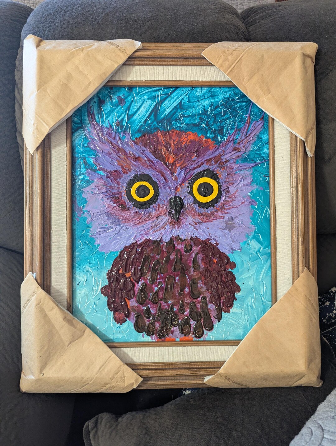 Inquisitively Engaged Owl - Finger Painted and Custom Framed Mascot for ...