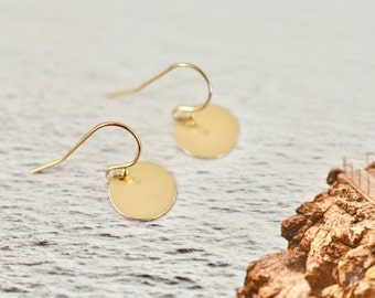 Oh the Places You'll Go Earrings, Small Coin Drop Earrings, Minimal Disc Earrings, Silver Circle Earrings, Gold Circle Earrings