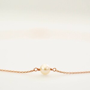 Freshwater Pearl Necklace, Dainty Single Pearl Necklace on 14k Gold Fill, Rose Gold Fill, Sterling Silver Chain, Simple Pearl Necklace image 7