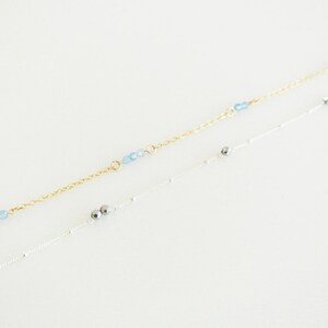 Sea Breeze Maiden Necklace/ Light Blue Agate Necklace/ Gold Chain Necklace/ Silver Chain Necklace/ Gemstone Bar Necklace image 3