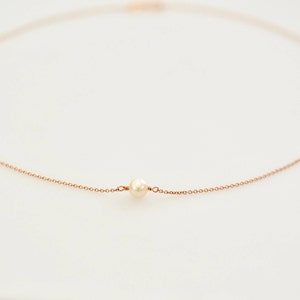 Freshwater Pearl Necklace, Dainty Single Pearl Necklace on 14k Gold Fill, Rose Gold Fill, Sterling Silver Chain, Simple Pearl Necklace image 8