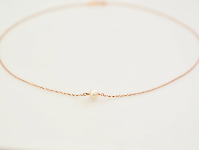 Freshwater Pearl Necklace, Dainty Single Pearl Necklace on 14k Gold Fill, Rose Gold Fill, Sterling Silver Chain, Simple Pearl Necklace image 8