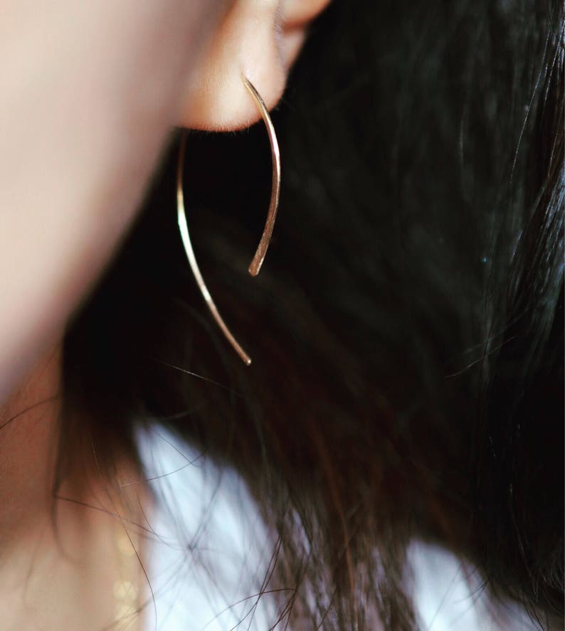 Arc Ear Threaders Geometric Shape Hand Wire Earrings Etsy