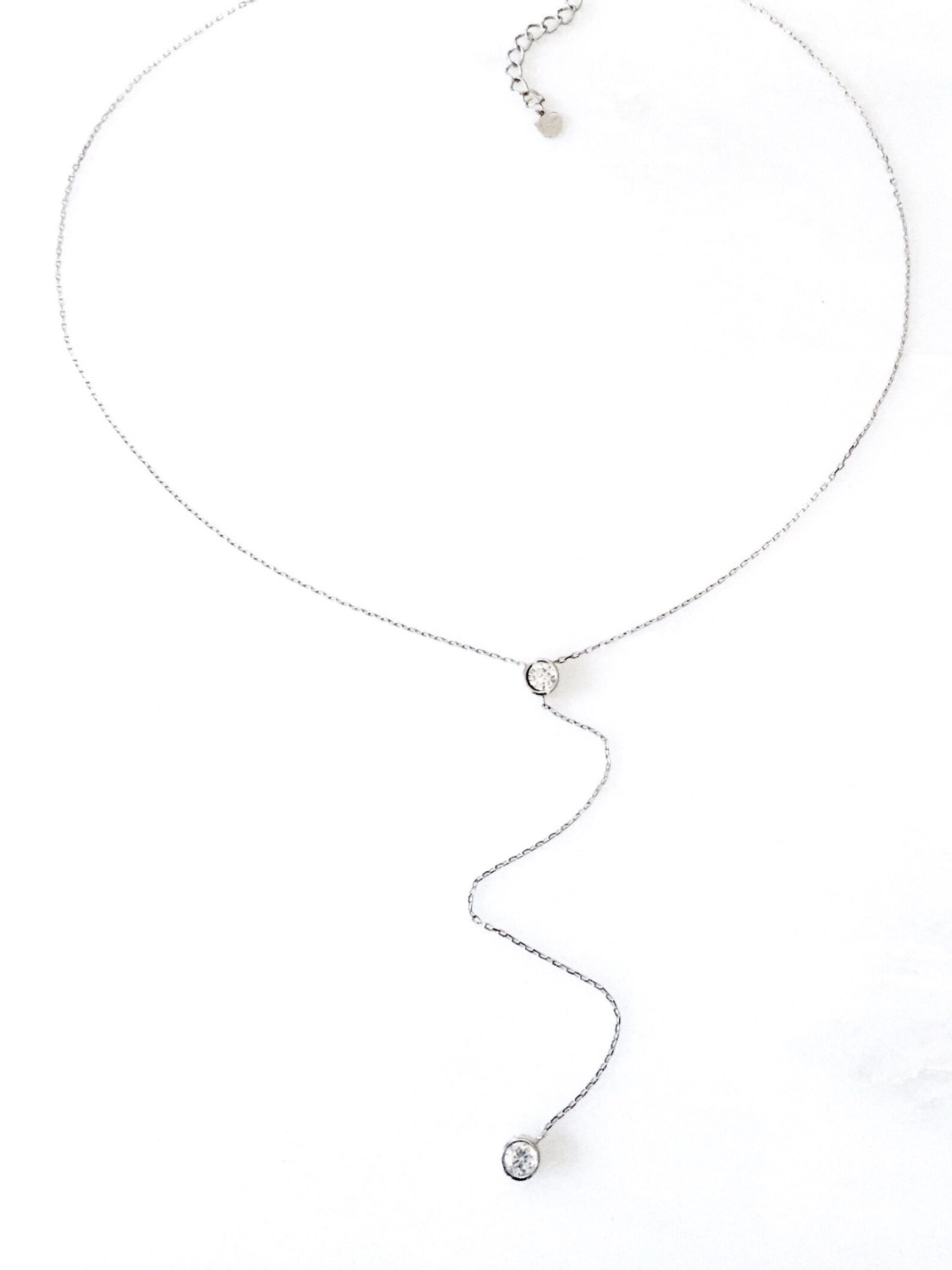 Lariat Necklace Sterling Silver Y Drop Necklace Layering Etsy