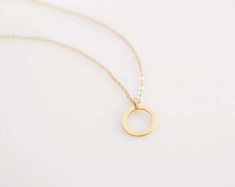 Dainty Circle Necklace / Karma Necklace/ 14k Gold Fill or Sterling Silver Circle Necklace on Delicate Chain