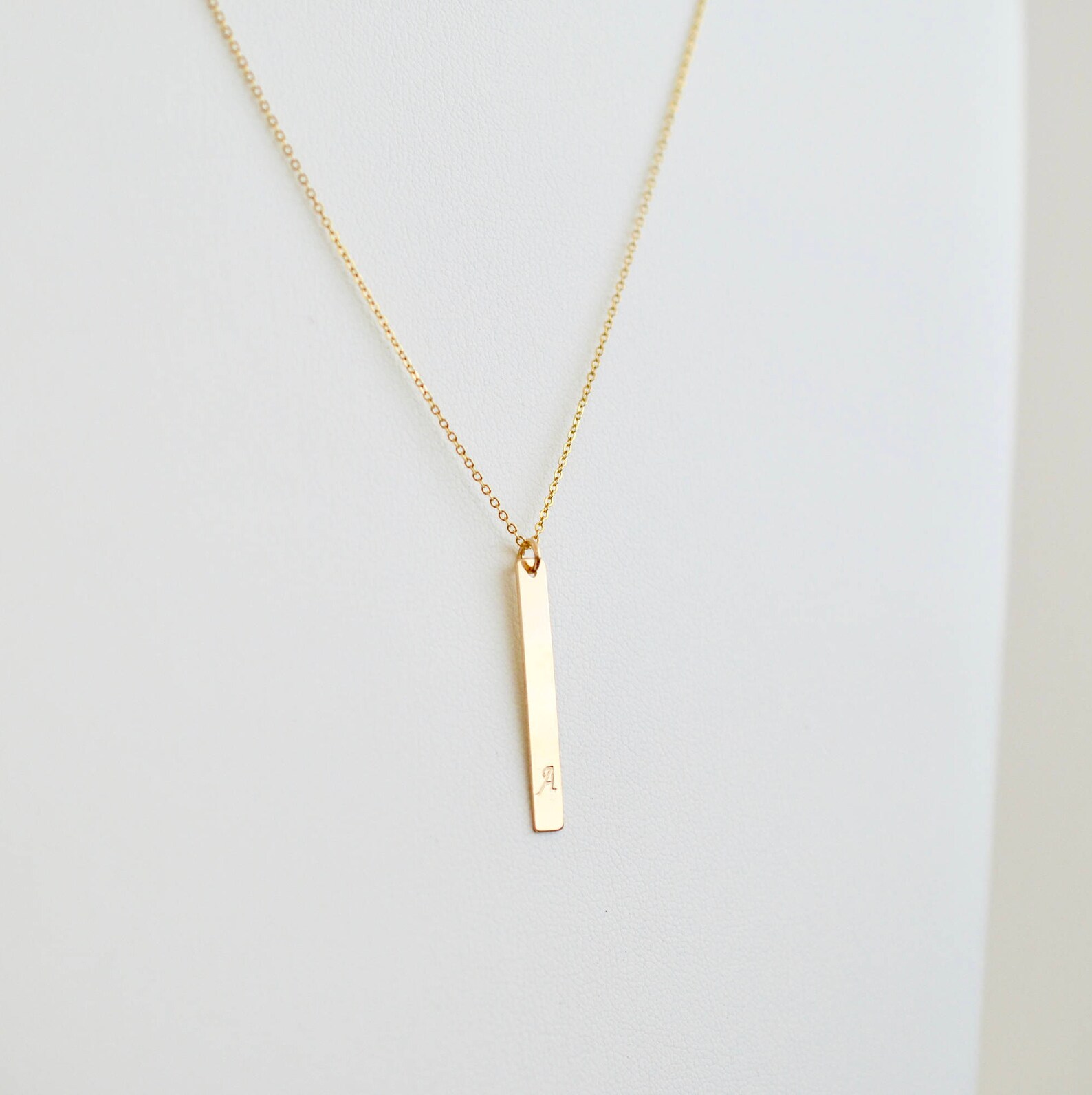 Personalized Vertical Bar Necklace 14K Gold Filled Bar Etsy