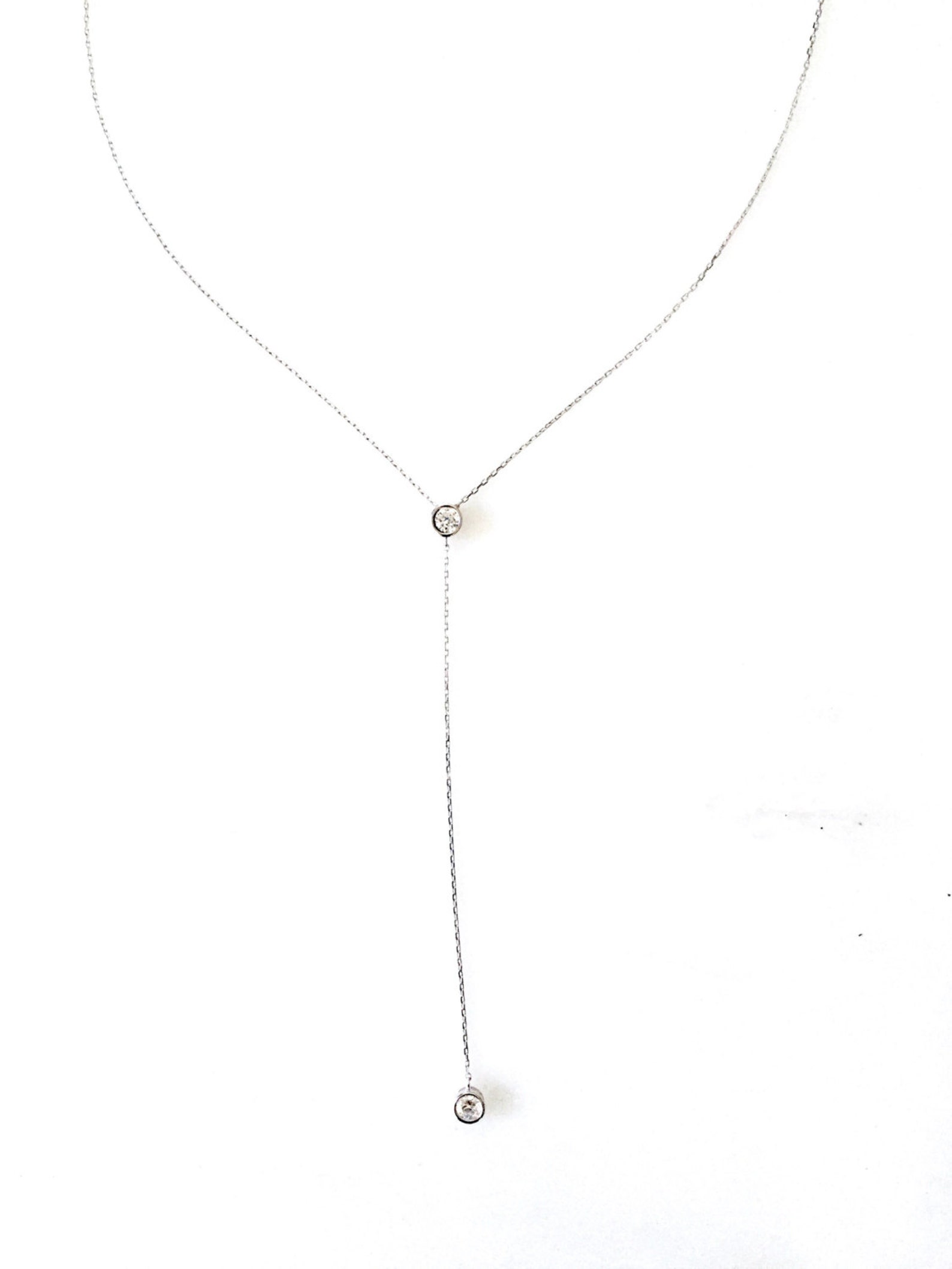 Lariat Necklace Sterling Silver Y Drop Necklace Layering Etsy