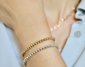 Ball Beads Bracelet, Gold Beads Bracelet, Silver Beads Bracelet, 14k Gold Filled or Sterling Silver Bead Stretch Bracelet