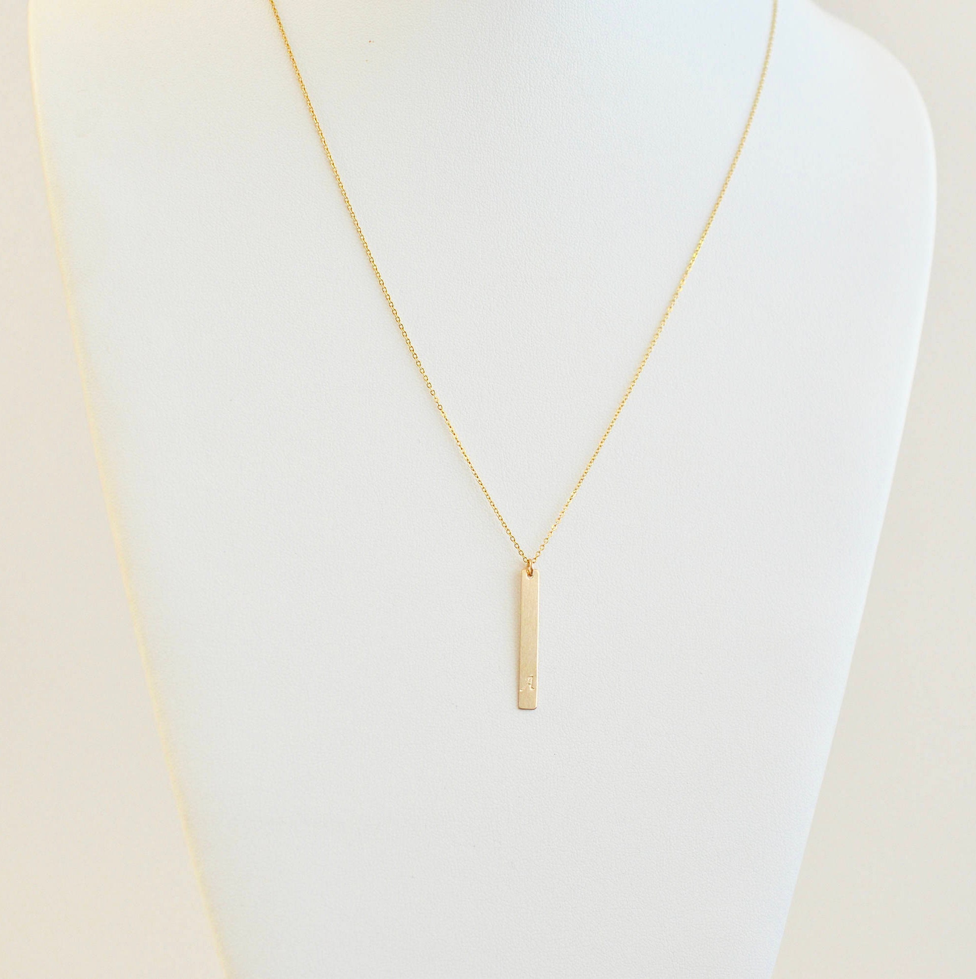 Personalized Vertical Bar Necklace 14K Gold Filled Bar Etsy