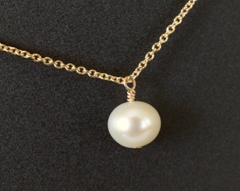 Pearl Drop Necklace, Genuine Pearl Necklace, Simple Pearl Necklace, Dainty Single Pearl Necklace