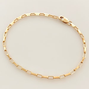 Bracelet de chaîne vénitien, bracelet minimal de chaîne de boîte en 14K gold Fill ou argent sterling, bracelet simple de chaîne, bracelet de chaîne de calque,