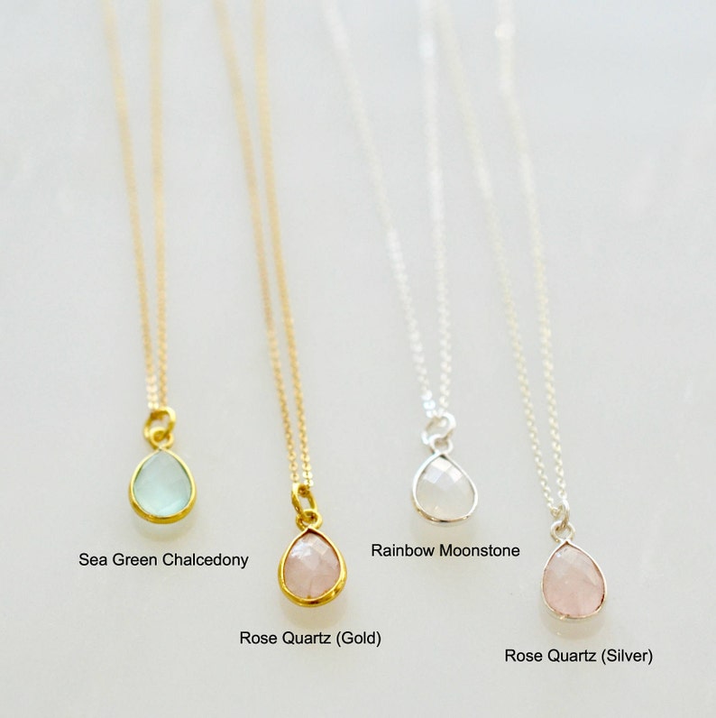 Teardrop Gemstone Pendant Necklace Gold Bezel Pendant Etsy