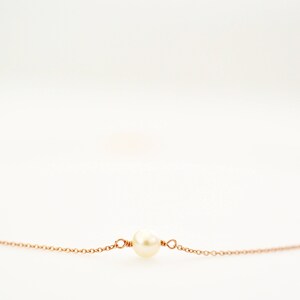 Freshwater Pearl Necklace, Dainty Single Pearl Necklace on 14k Gold Fill, Rose Gold Fill, Sterling Silver Chain, Simple Pearl Necklace image 6