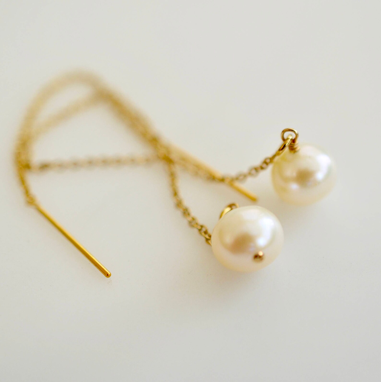 Freshwater Pearl Threader Earrings Pearl Threader Earrings in Etsy