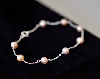 4-5mm Genuine Freshwater Pearl Bracelet in 14k Gold Fill, Sterling Silver or Rose Gold Fill, Pearl Bracelet, Wedding Bridal pearl bracelet