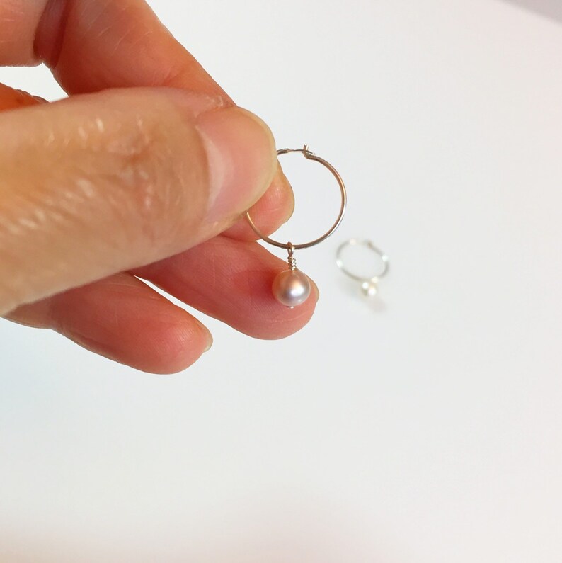 Small Freshwater Pearl Hoop Earring/ Pearl Hoop Earrings/ Etsy