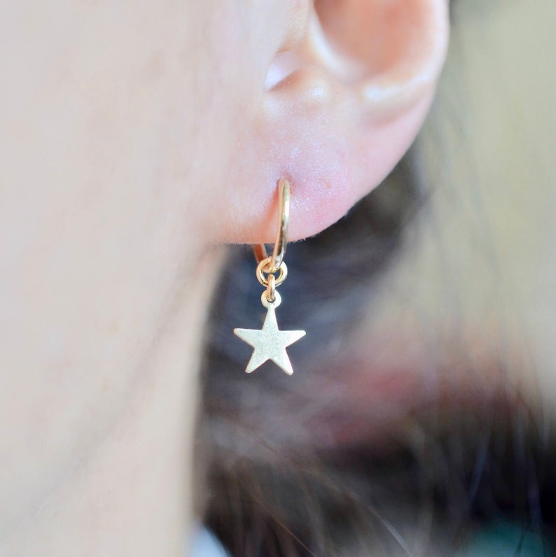 Gold Star Earrings Silver Star Earrings Star Hoop Earrings Hoop Earrings With Star Charms