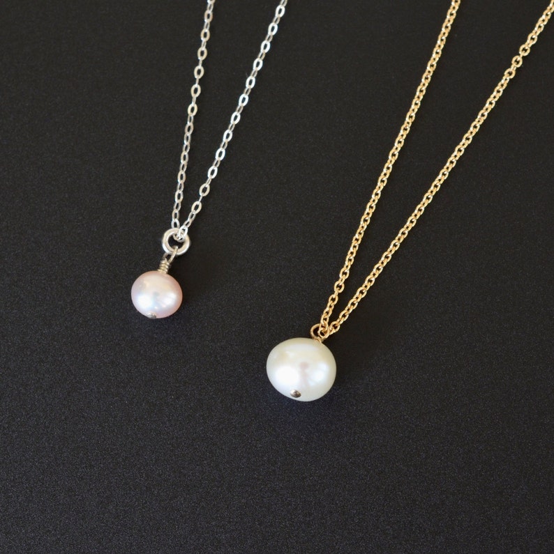 Pearl Drop Necklace Genuine Pearl Necklace Simple Pearl - Etsy