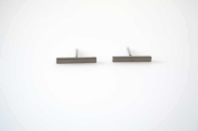 Bar Stud Earrings/ 12mm Bar Stud Earrings/ Small Bar Earrings/ Minimalist Jewelry/ Thin Bar Earrings/ Simple Stud Earrings/ MC-E1003 image 2