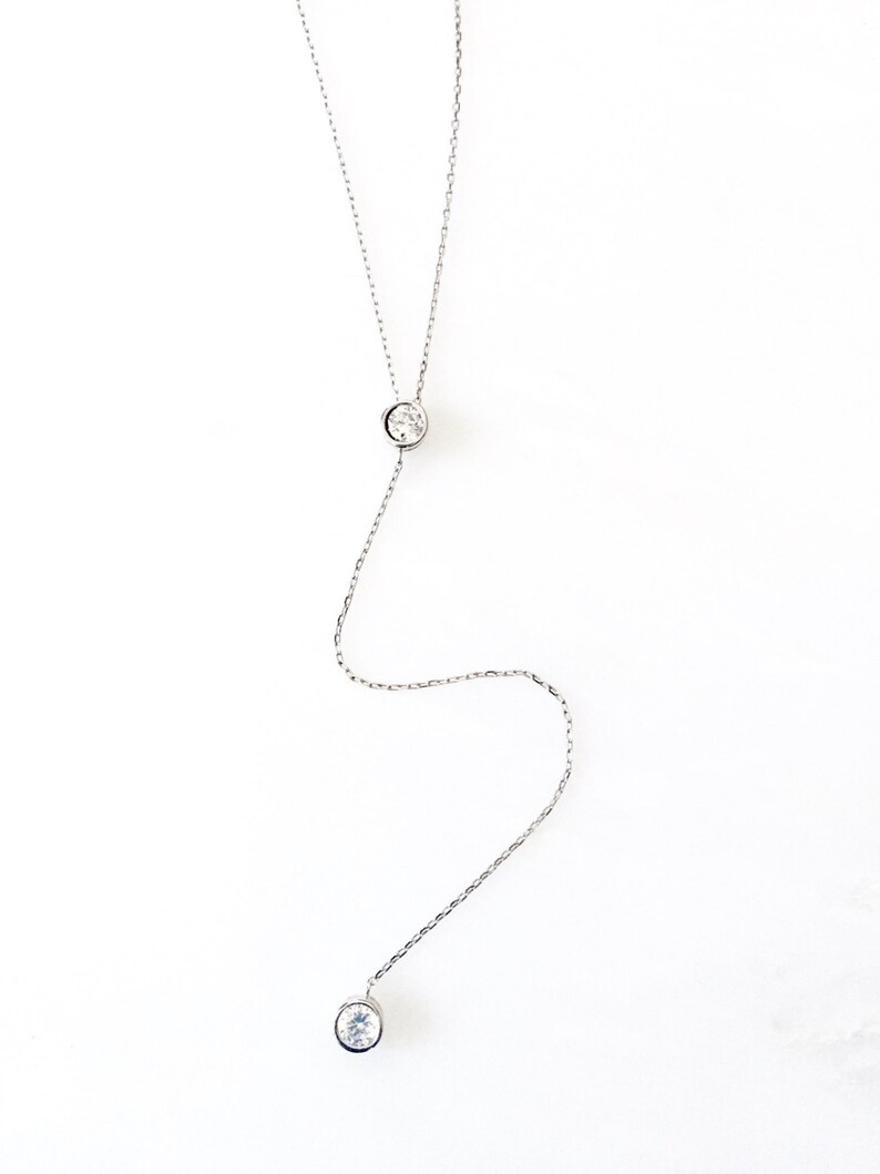 Lariat Necklace Sterling Silver Y Drop Necklace Layering Etsy