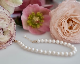 Freshwater Pearl Bracelet, Double Knotted Bracelet, Pearl Beaded Bracelet, Hand Knotted Pearls on White Silk, Wedding Bracelet, Bridesmaids