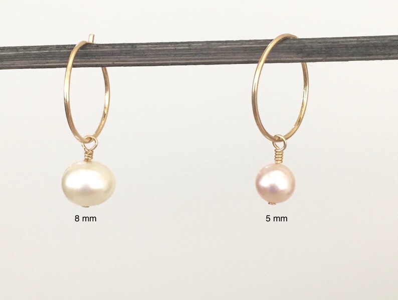Small Freshwater Pearl Hoop Earring/ Pearl Hoop Earrings/ Etsy