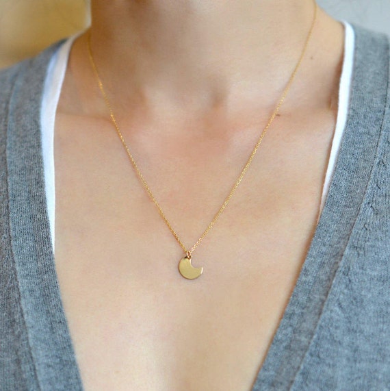 Crescent Moon Necklace Small Pendant Gold Filled Necklaces Silver