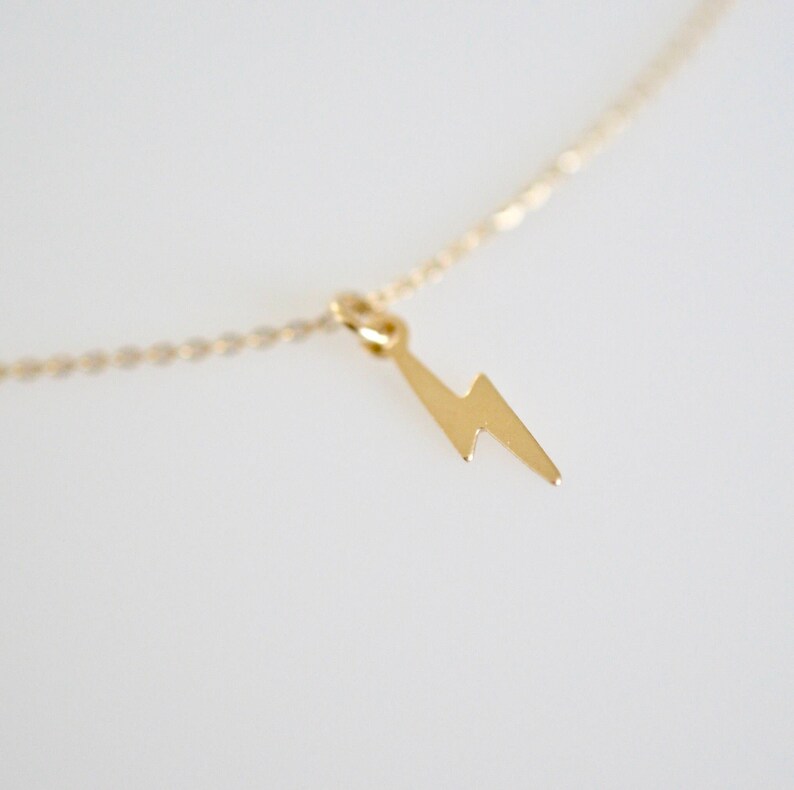 Bolt Charm Necklace Lightening Bolt Necklace Thunder Bolt Etsy