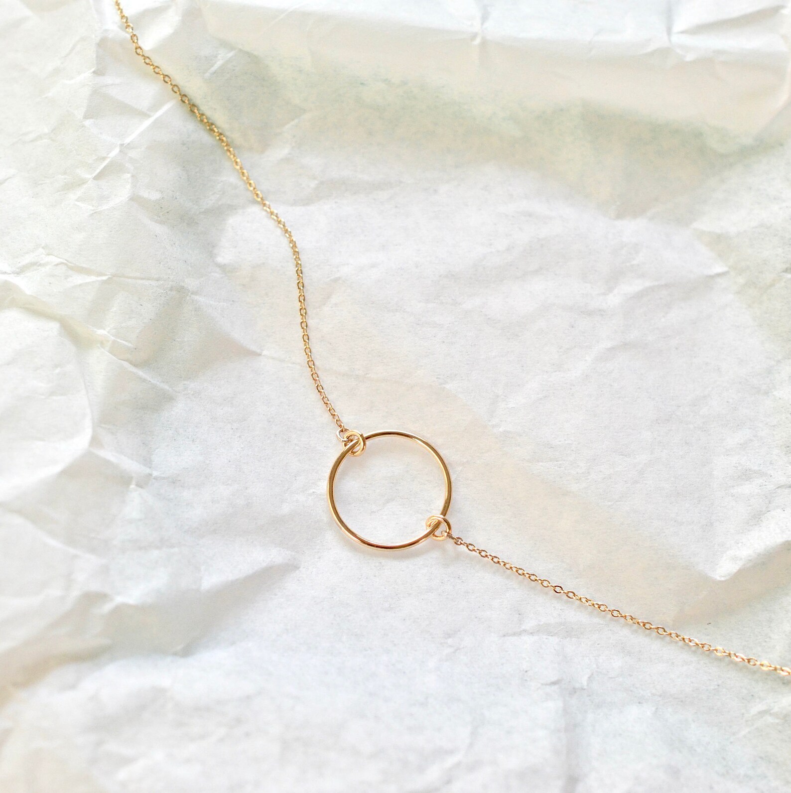 Open Circle Necklace Dainty Circle Necklace Karma Necklace Etsy