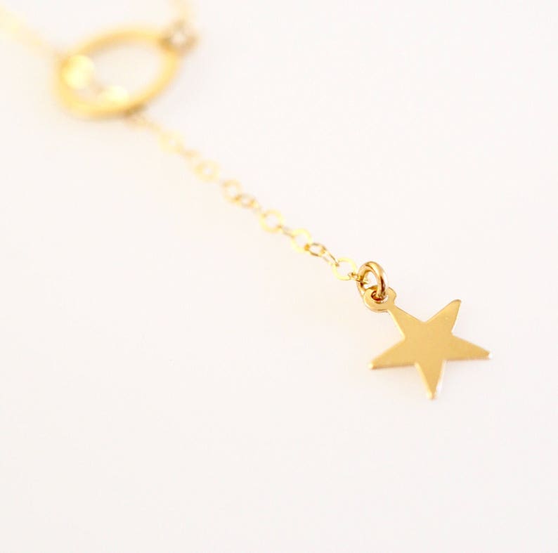 Vallende ster Lariat ketting / sterren en maan Lariat ...