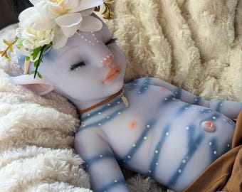 Bambola Avatar in silicone a corpo intero da 50 cm: capelli impiantati, reborn fosforescente