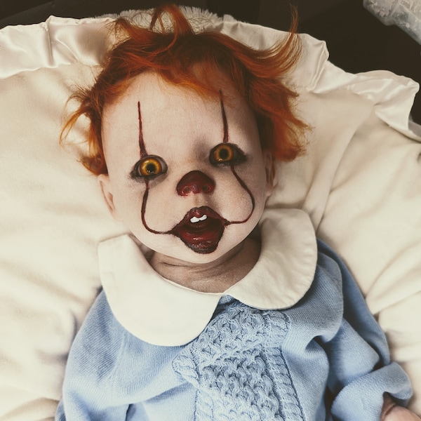 Ready to ship  Full body solid  glo silicone baby boy 21" PENNYWISE IT baby halloween horrror baby