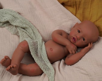 Therapie 16-Zoll-Dunkle Haut Ganzkörper-Silikon-Baby-AA basic wiedergeborenes Babymädchen