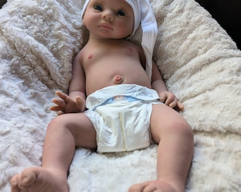 Muñeco reborn bebé niño de silicona completa de 20 pulgadas, listo para enviar.