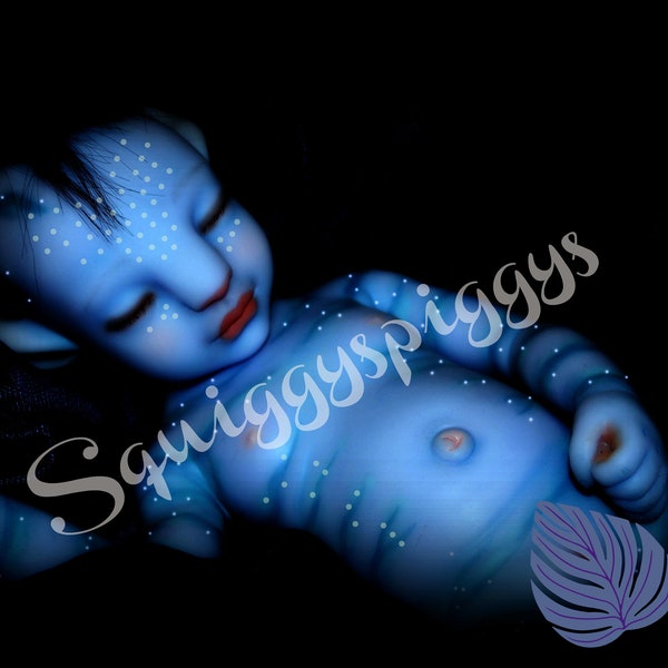 One ready to ship!!!20" Avatar rooted full silicone baby girl  doll custom full silicone reborn doll glow in the dark Payments