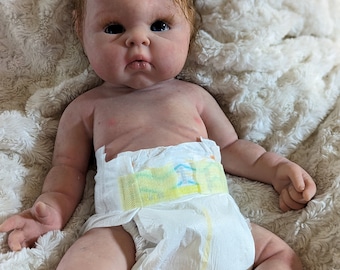 19" Full Body Silicone Reborn Baby Girl Doll: Amber Open Eyes, 7.5 lb