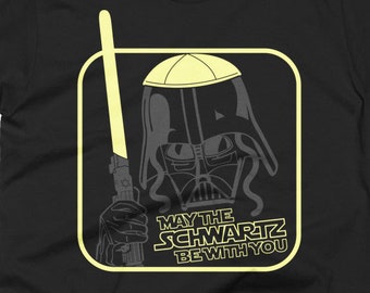 May the Schwartz be with You - Jewish Spaceballs Star Wars inspired tee apparel Jedi Menorah design