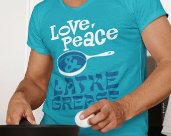 Love Peace and Latke Grease - Retro Jewish inspired tee Hanukkah holiday original apparel