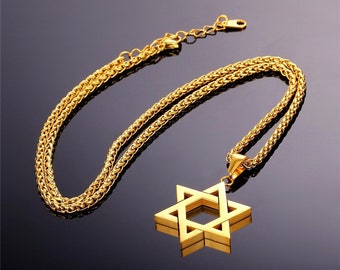 Star of David Necklace, Magen David Necklace, Jewish Star Pendant Necklace, 316L Stainless Steel metal