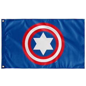 Captain Judaica Flag 3x5ft - Jewish Zion Israeli Captain America inspired super hero flag
