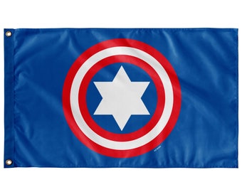Captain Judaica Flag 3x5ft - Jewish Zion Israeli Captain America inspired super hero flag