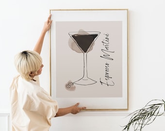 Espresso Martini Recipe Poster -  Illustration of Espresso Martini Cocktail, digital instant downloadable print, kitchen art, bar wall art