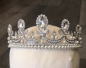 BRINLEY Tiara Swarovski Crystals, Luxury Wedding Crown, Hair Accessories, Rhinestone Tiara, Full Crown, Vintage, Pageant, Crystal, topaz